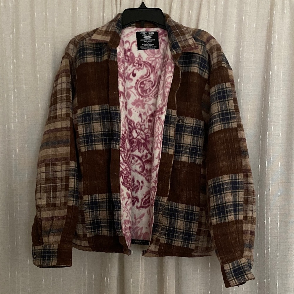 Iron Grid,work wear, plaid and floral, Reversible Jacket.